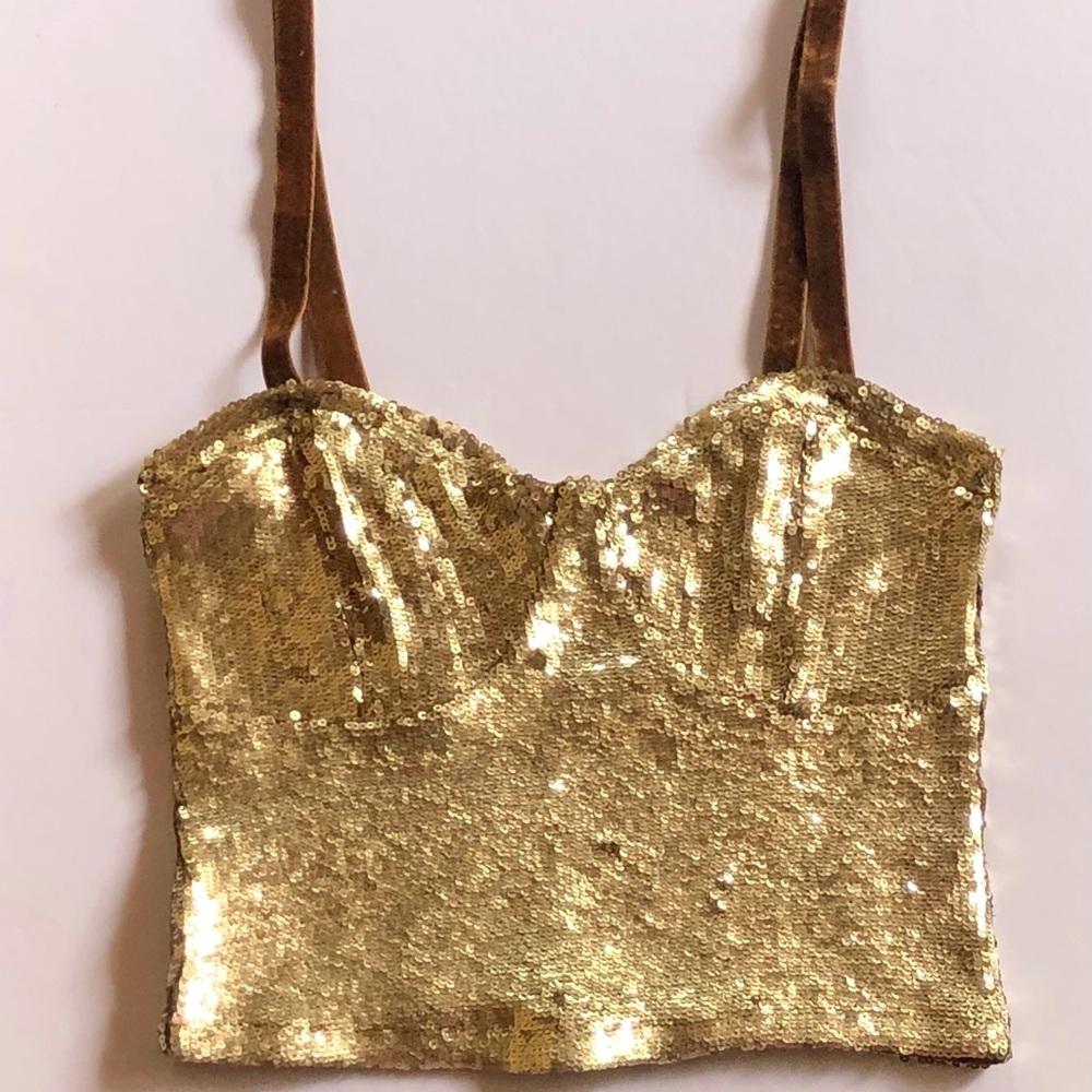 Gold sequined sleeves top